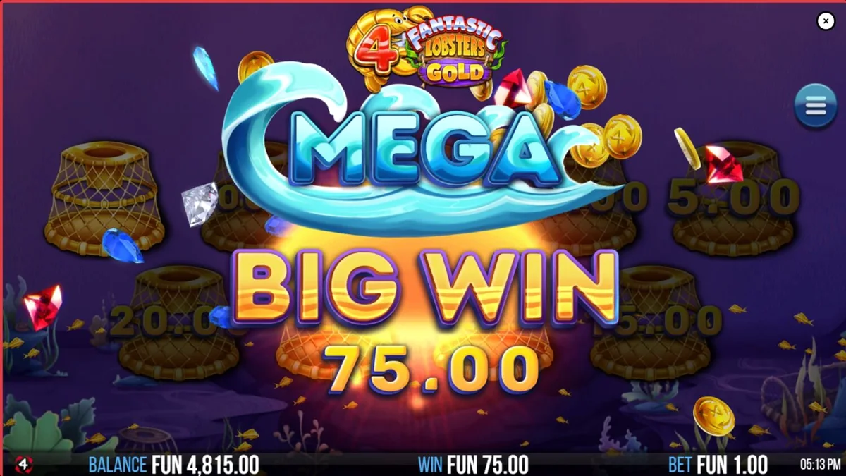 Tampilan visual slot 4 Fantastic Lobsters Gold dengan tema bawah laut yang penuh warna.